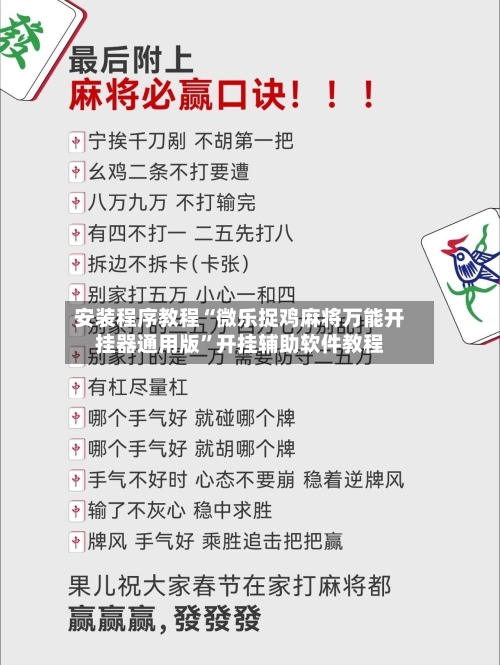 安装程序教程“微乐捉鸡麻将万能开挂器通用版”开挂辅助软件教程-第2张图片