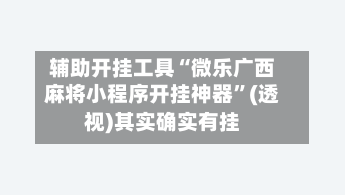 辅助开挂工具“微乐广西麻将小程序开挂神器”(透视)其实确实有挂-第2张图片