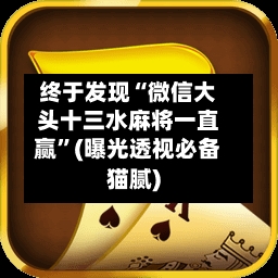 终于发现“微信大头十三水麻将一直赢”(曝光透视必备猫腻)-第2张图片