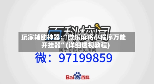 玩家辅助神器:“微乐麻将小程序万能开挂器	”(详细透视教程)-第2张图片