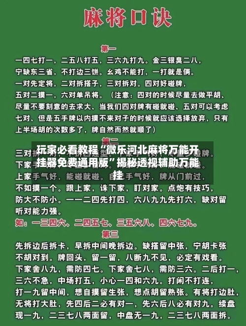 玩家必看教程“微乐河北麻将万能开挂器免费通用版”揭秘透视辅助万能挂-第2张图片