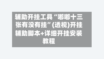 辅助开挂工具“嘟嘟十三张有没有挂	”(透视)开挂辅助脚本+详细开挂安装教程-第2张图片