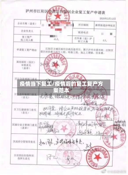 疫情当下复工/疫情后的复工复产方案范本