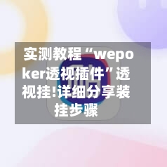 实测教程“wepoker透视插件”透视挂!详细分享装挂步骤-第1张图片