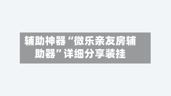 辅助神器“微乐亲友房辅助器”详细分享装挂-第2张图片