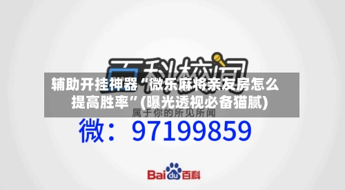 辅助开挂神器“微乐麻将亲友房怎么提高胜率	”(曝光透视必备猫腻)-第2张图片