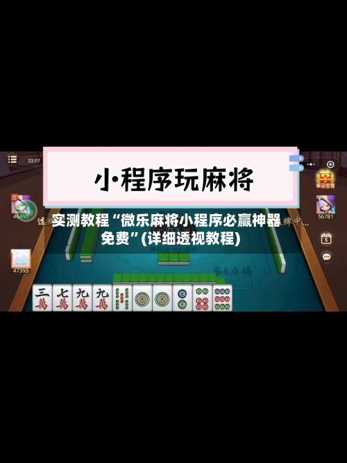 实测教程“微乐麻将小程序必赢神器免费”(详细透视教程)-第1张图片