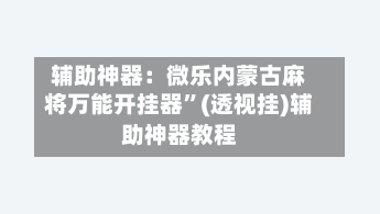 辅助神器：微乐内蒙古麻将万能开挂器	”(透视挂)辅助神器教程-第1张图片