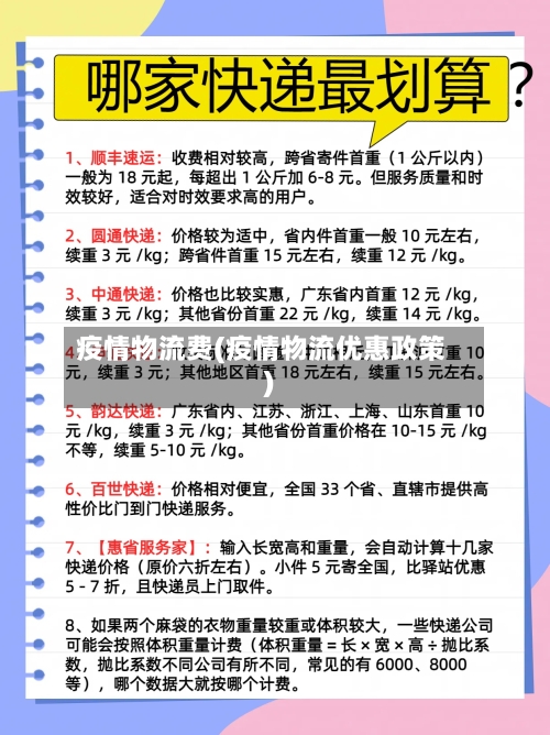 疫情物流费(疫情物流优惠政策)-第1张图片