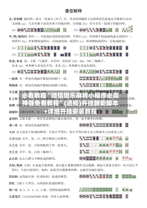 必看教程“微信微乐麻将小程序必赢神器免费教程”(透视)开挂辅助脚本+详细开挂安装教程-第3张图片