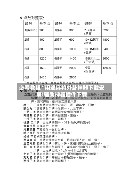 必看教程“闲逸麻将外卦神器下载安装!辅助神器插件下载-第1张图片