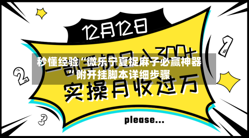 秒懂经验“微乐宁夏捉麻子必赢神器”附开挂脚本详细步骤-第1张图片