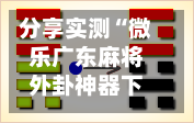 分享实测“微乐广东麻将外卦神器下载	”详细分享装挂-第2张图片