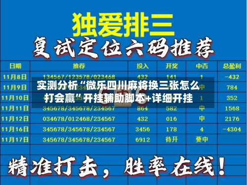 实测分析“微乐四川麻将换三张怎么打会赢	”开挂辅助脚本+详细开挂-第1张图片