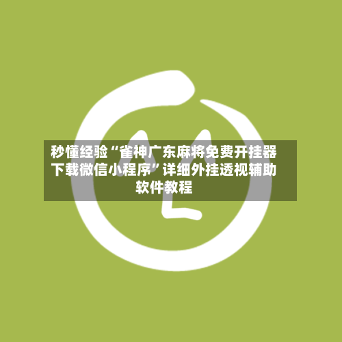 秒懂经验“雀神广东麻将免费开挂器下载微信小程序”详细外挂透视辅助软件教程-第1张图片