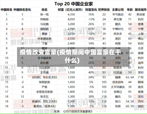 疫情改变富豪(疫情期间中国富豪在干什么)-第1张图片