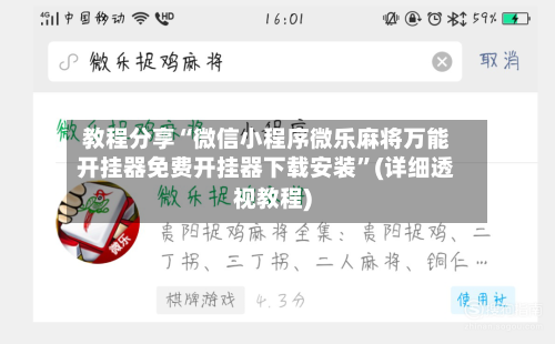教程分享“微信小程序微乐麻将万能开挂器免费开挂器下载安装”(详细透视教程)-第3张图片