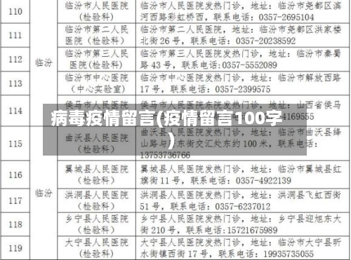 病毒疫情留言(疫情留言100字)-第1张图片
