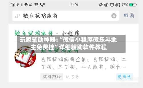 玩家辅助神器:“微信小程序微乐斗地主免费挂	”详细辅助软件教程-第2张图片