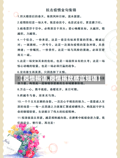 【疫情捐语,疫情捐款感言短语】-第1张图片