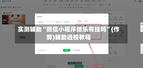 实测辅助“微信小程序微乐有挂吗”(作弊)辅助透视教程-第2张图片