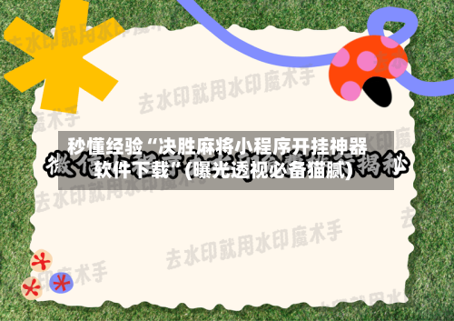 秒懂经验“决胜麻将小程序开挂神器软件下载”(曝光透视必备猫腻)-第3张图片