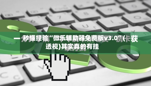 秒懂经验“微乐辅助器免费版v3.0	”(透视)其实真的有挂-第1张图片