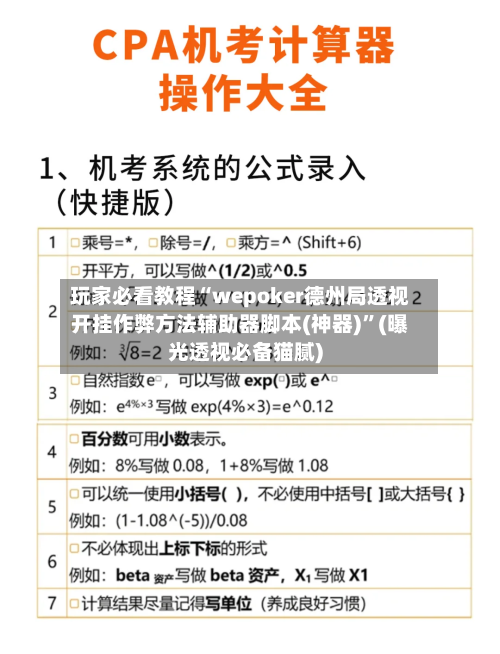 玩家必看教程“wepoker德州局透视开挂作弊方法辅助器脚本(神器)	”(曝光透视必备猫腻)-第2张图片