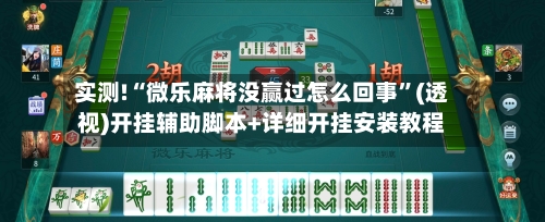 实测!“微乐麻将没赢过怎么回事”(透视)开挂辅助脚本+详细开挂安装教程-第1张图片