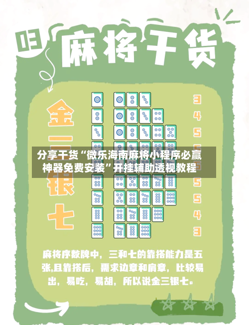 分享干货“微乐海南麻将小程序必赢神器免费安装”开挂辅助透视教程-第1张图片