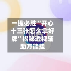 一键必胜“开心十三张怎么拿好牌”揭秘透视辅助万能挂-第2张图片