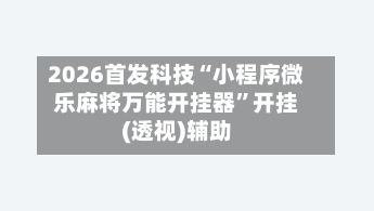 2026首发科技“小程序微乐麻将万能开挂器”开挂(透视)辅助-第3张图片