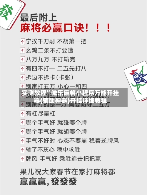 实测教程”微乐麻将小程序万能开挂器(辅助神器)开挂详细教程-第2张图片