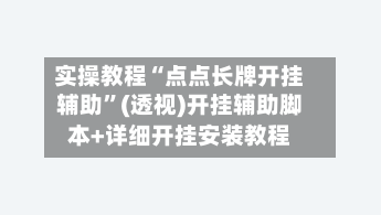 实操教程“点点长牌开挂辅助	”(透视)开挂辅助脚本+详细开挂安装教程-第2张图片