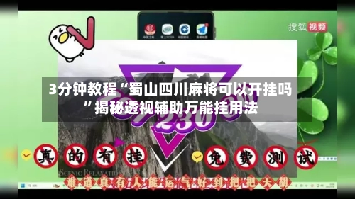 3分钟教程“蜀山四川麻将可以开挂吗”揭秘透视辅助万能挂用法-第3张图片