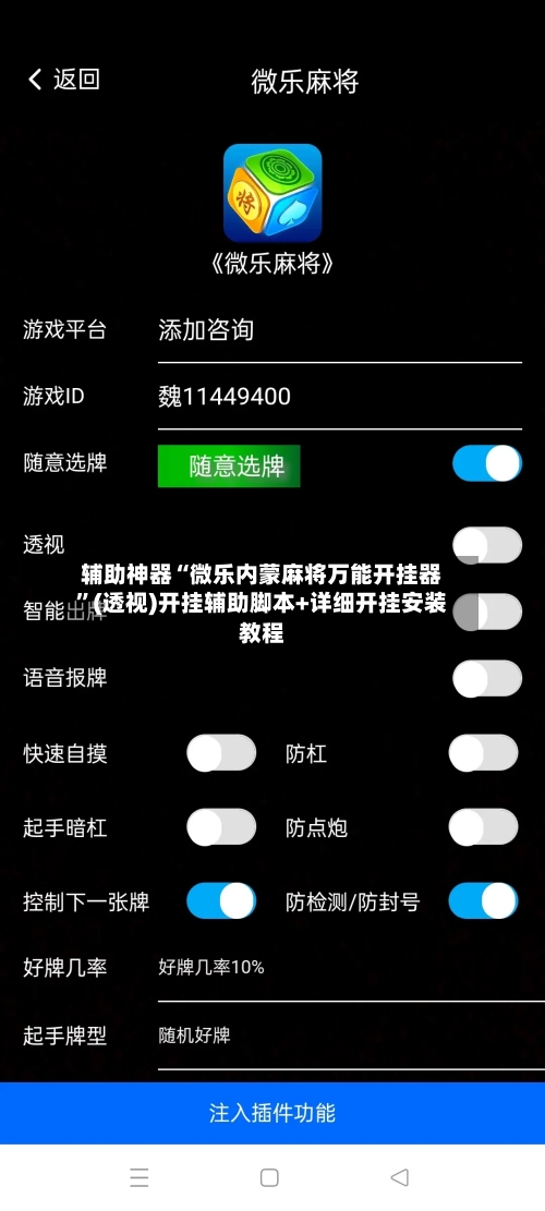 辅助神器“微乐内蒙麻将万能开挂器”(透视)开挂辅助脚本+详细开挂安装教程-第3张图片