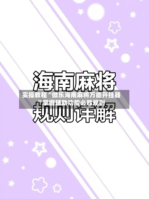 实操教程“微乐海南麻将万能开挂器”掌握辅助功能必胜规则-第3张图片