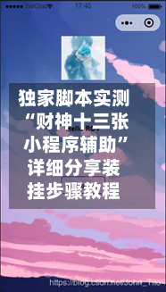 独家脚本实测“财神十三张小程序辅助”详细分享装挂步骤教程-第2张图片