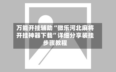 万能开挂辅助“微乐河北麻将开挂神器下载”详细分享装挂步骤教程-第3张图片