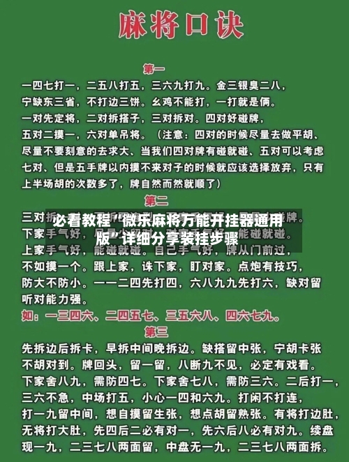 必看教程“微乐麻将万能开挂器通用版”详细分享装挂步骤-第2张图片