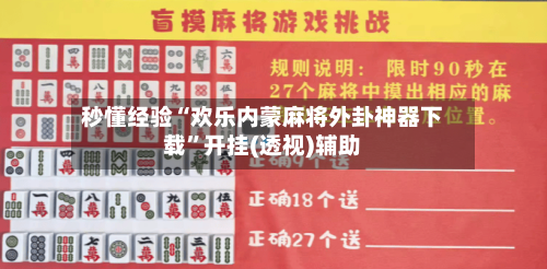 秒懂经验“欢乐内蒙麻将外卦神器下载”开挂(透视)辅助-第1张图片
