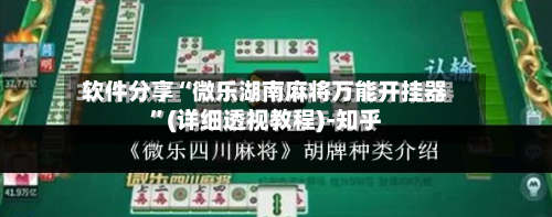 软件分享“微乐湖南麻将万能开挂器	”(详细透视教程)-知乎-第1张图片