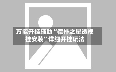 万能开挂辅助“德扑之星透视挂安装”详细开挂玩法-第1张图片