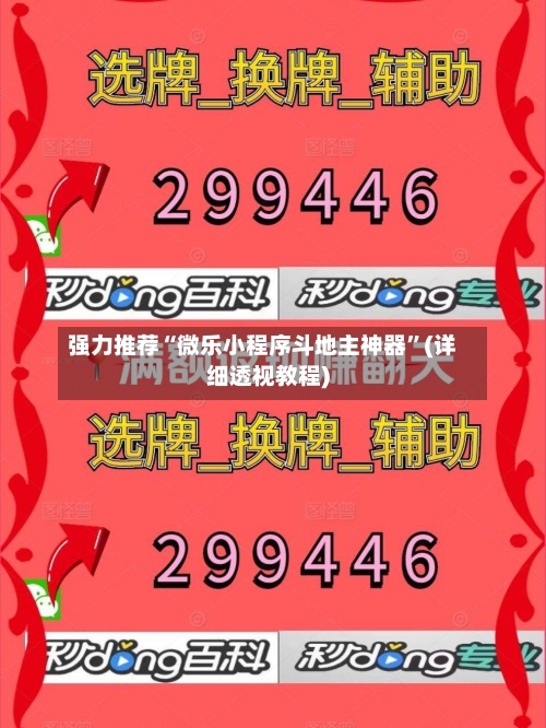 强力推荐“微乐小程序斗地主神器”(详细透视教程)-第2张图片