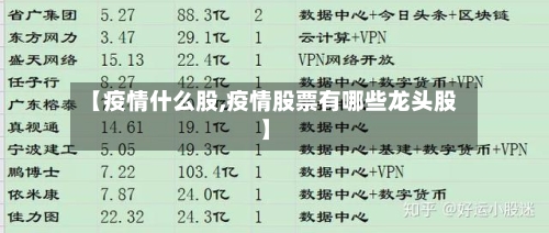 【疫情什么股,疫情股票有哪些龙头股】-第1张图片