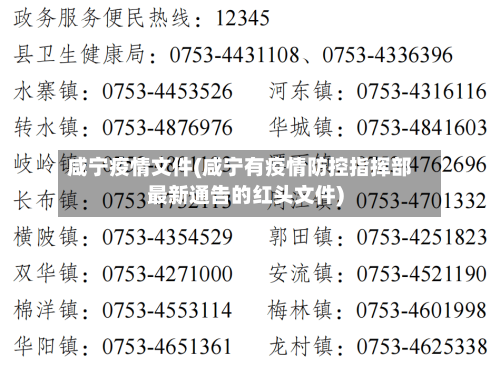 咸宁疫情文件(咸宁有疫情防控指挥部最新通告的红头文件)-第1张图片