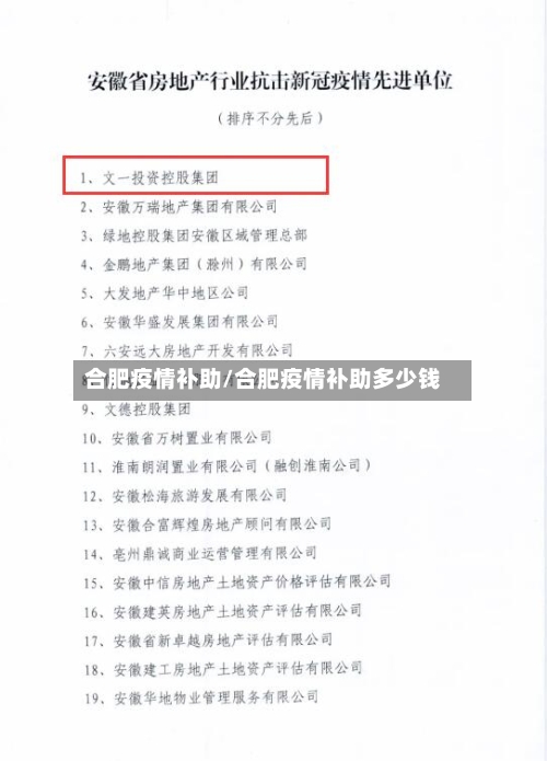 合肥疫情补助/合肥疫情补助多少钱-第1张图片