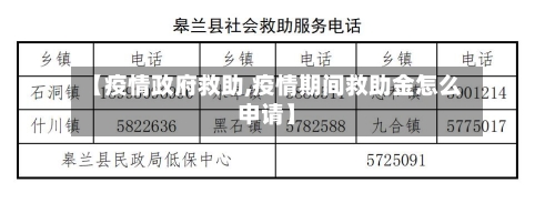 【疫情政府救助,疫情期间救助金怎么申请】-第1张图片