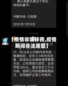 【疫情非法移民,疫情期间非法居留】-第2张图片